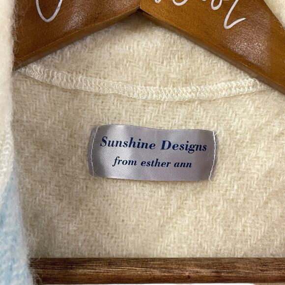 SUNSHINE DESIGNS Fringe Trim Vest Alafoss Wool Of Iceland Striped OS VTG Easter - Picture 3 of 9